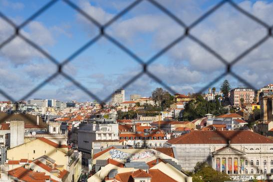 Auf der Plattform des Elevador de Santa Justa